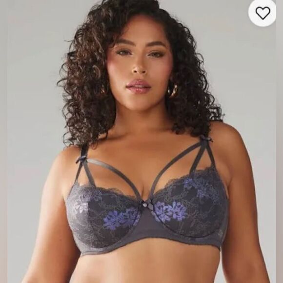 Savage x Fenty Living in The Clouds Iridescent Lace Caged bra sz 40C - Picture 1 of 5